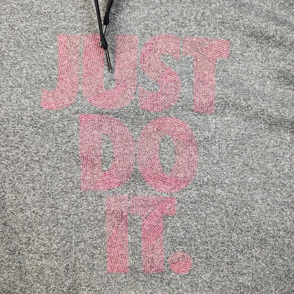 NIKE Dri-Fit Hoodie Womens Medium Gray Kangaroo Pocket Activewear Sweatshirt - Picture 3 of 11